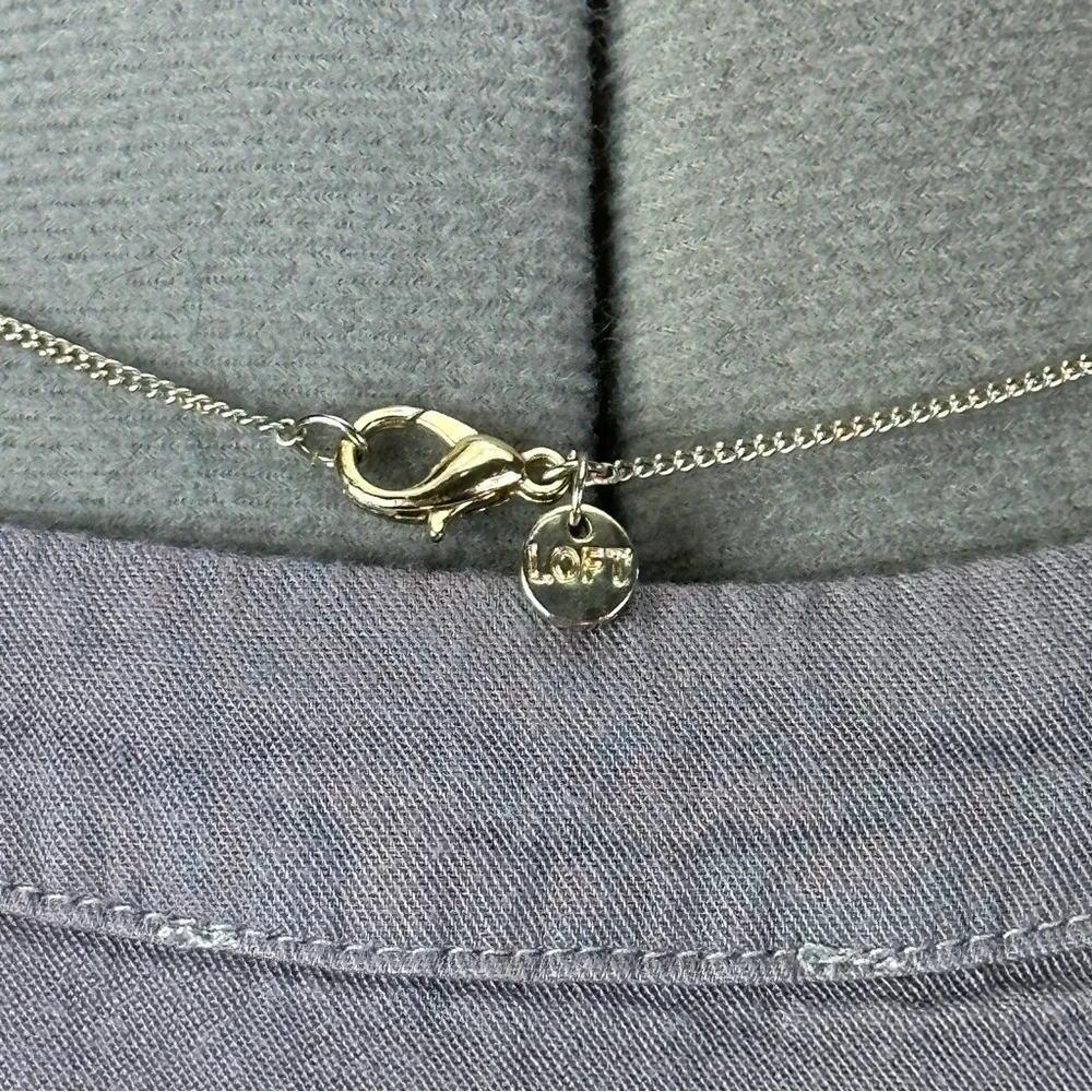 LOFT Silver Tone Necklace with Gem Pendant 33” - Picture 2 of 7